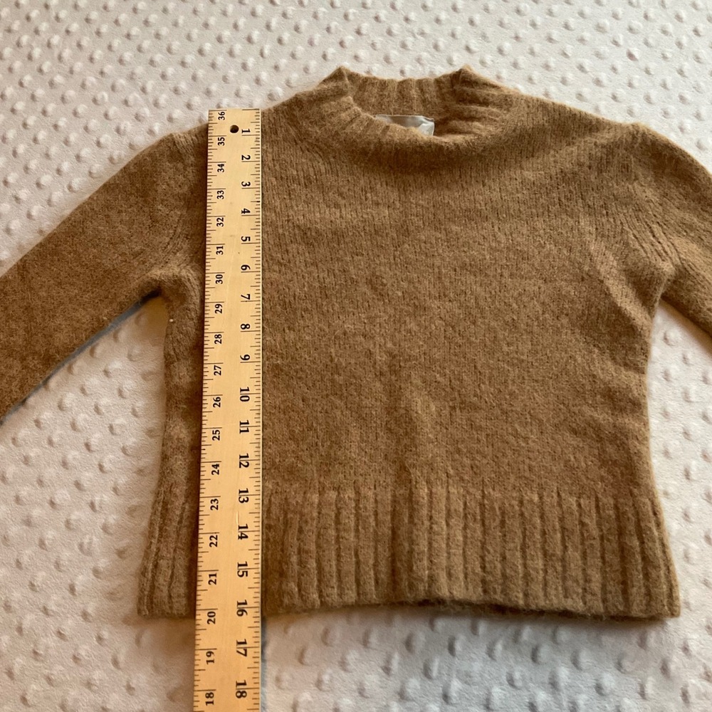 EVERLANE Mock‎ Neck Ribbed Trim Alpaca Blend Sweater Camel XXS - Picture 3 of 7